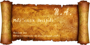 Mácsik Anikó névjegykártya