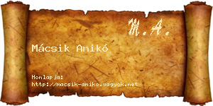 Mácsik Anikó névjegykártya