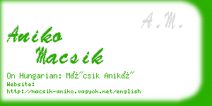 aniko macsik business card